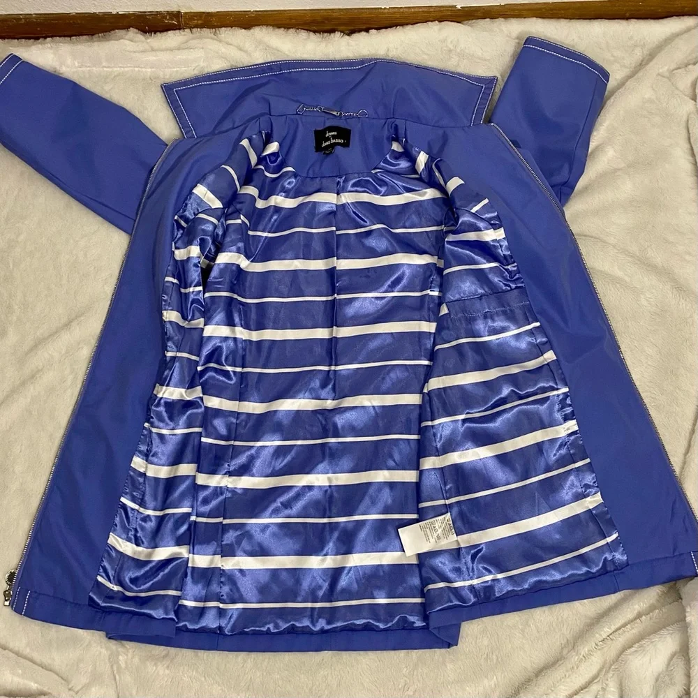 dennis basso Royal Blue Hooded Rain Jacket